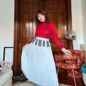 NWOT Samantha Pleet Piano Key Midi Skirt Pleated